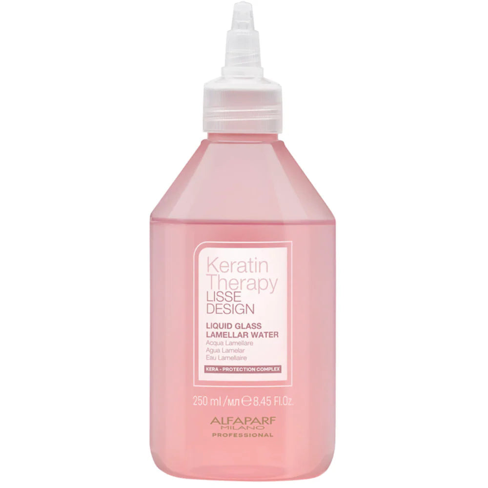 Alfaparf Milano Keratin Therapy Liquid Glass Lamellar Water de 250ml para tratamiento de brillo efecto espejo y suavidad instantánea Panama