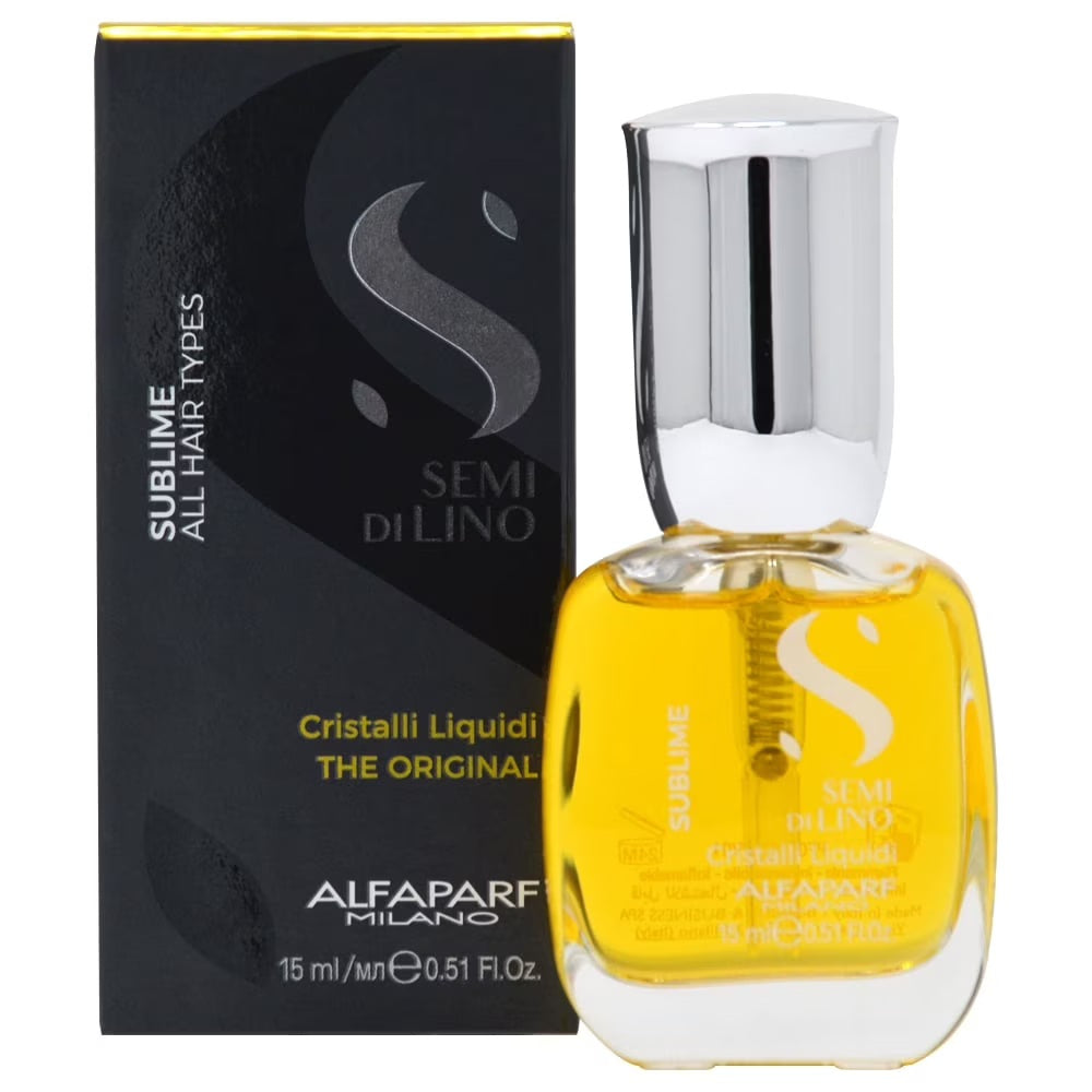 Alfaparf Semi di Lino Cristalli Liquidi suero iluminador y protector en variantes de 15ml Majo Belleza Panama.