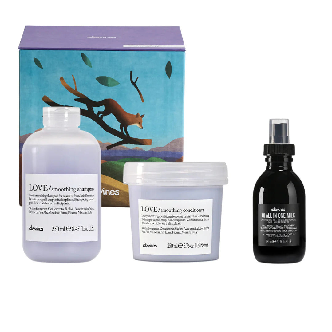 Set Davines LOVE Smoothing Shampoo, Acondicionador y OI ALL IN ONE Milk: kit para control de frizz, cabello liso y brillante, Panamá