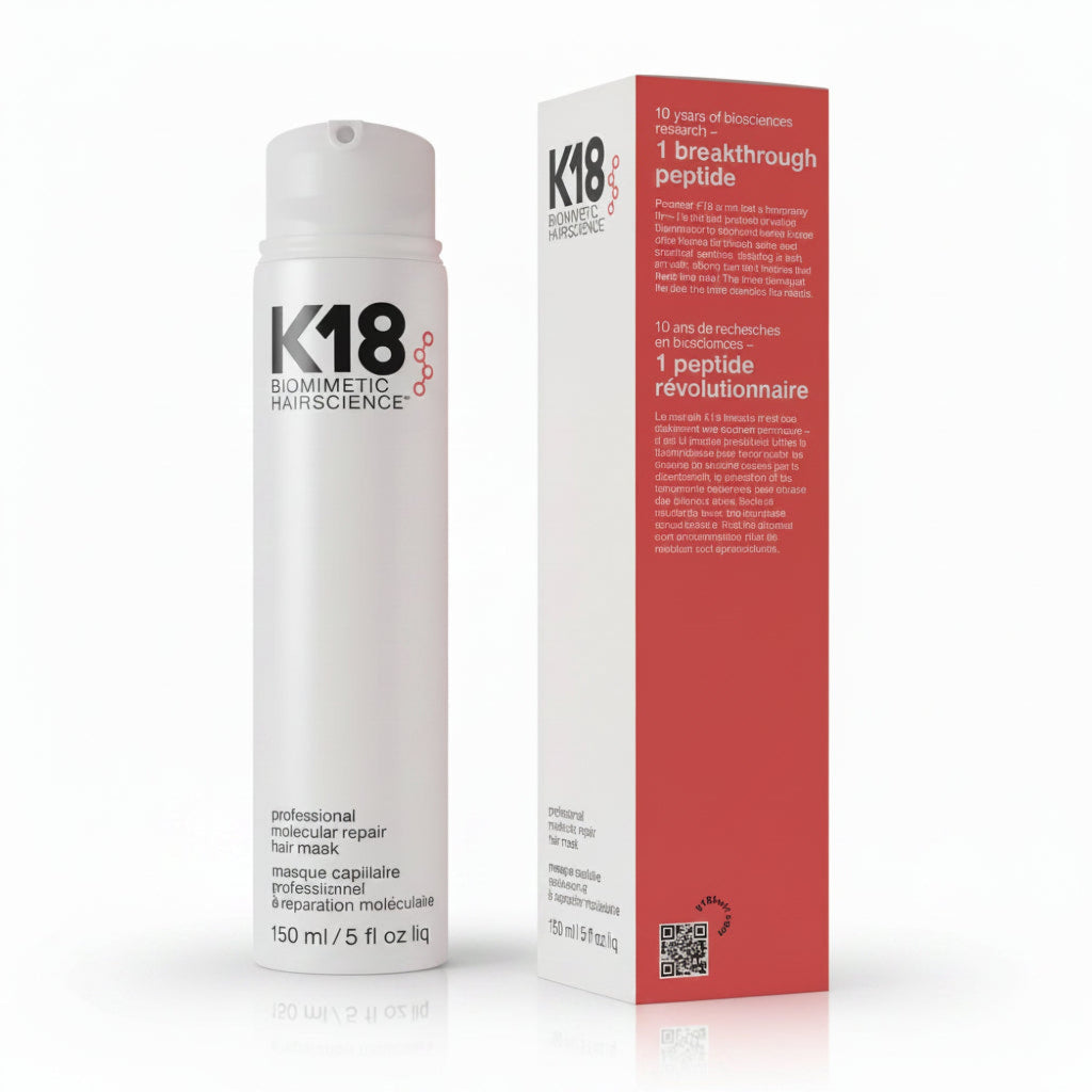 Tratamiento K18 150ml reparación molecular para revertir el daño capilar en 4 minutos.