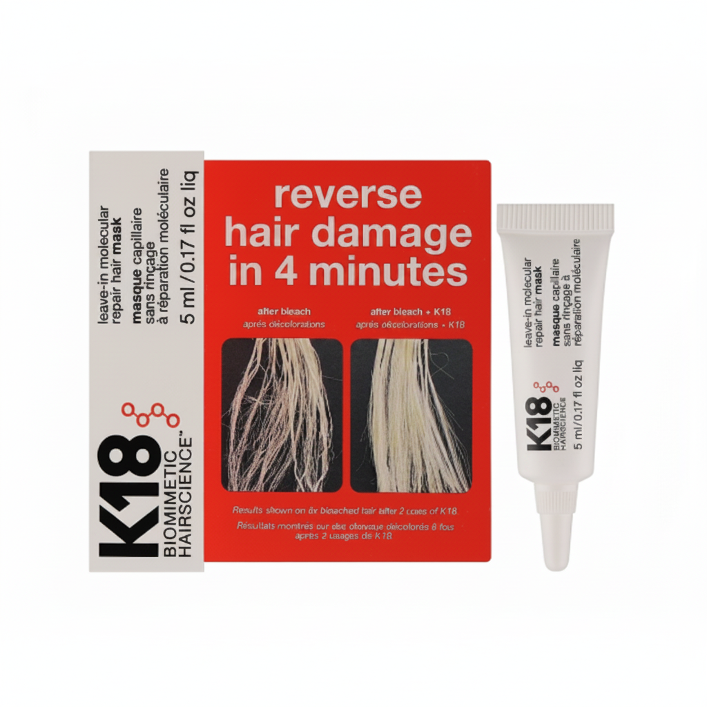 Tratamiento K18 5ml reparación molecular para revertir el daño capilar en 4 minutos.
