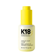 Aceite K18 Reparador Molecular 30 ml. Controla el frizz, repara el daño interno y brinda protección térmica.