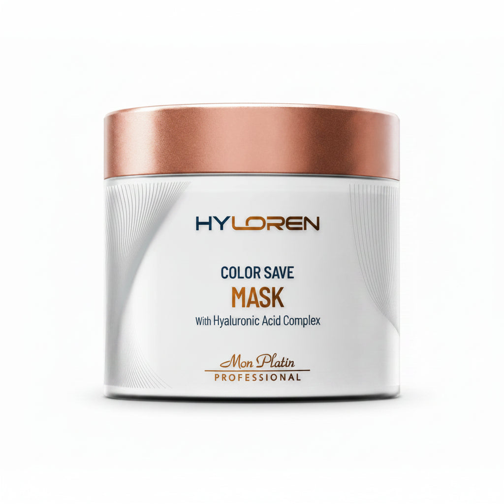 Mascarilla capilar Mon Platin Hyloren Color Save Mask de 500ml con ácido hialurónico en Majo Belleza Panamá.