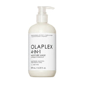 Envase de la mascarilla profesional Olaplex 4 en 1 Moisture Mask con dispensador para hidratación profunda.