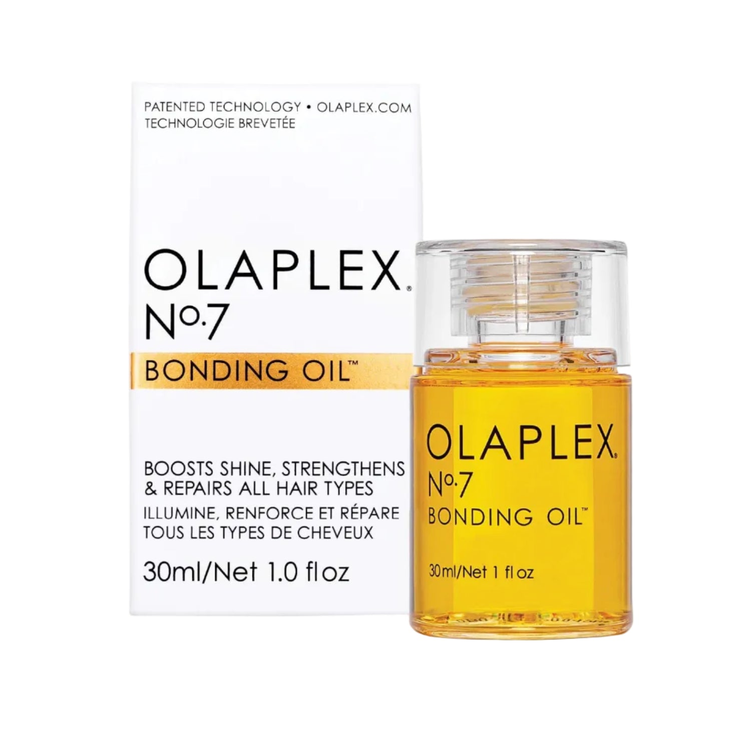 Aceite capilar reparador Olaplex Nº.7 Bonding Oil 30ml para máximo brillo y protección térmica.