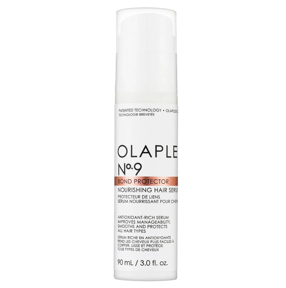 Suero capilar vegano Olaplex N°9 Bond Protector de 90 ml que brinda protección térmica, controla el frizz, facilita el peinado y aporta brillo al cabello.