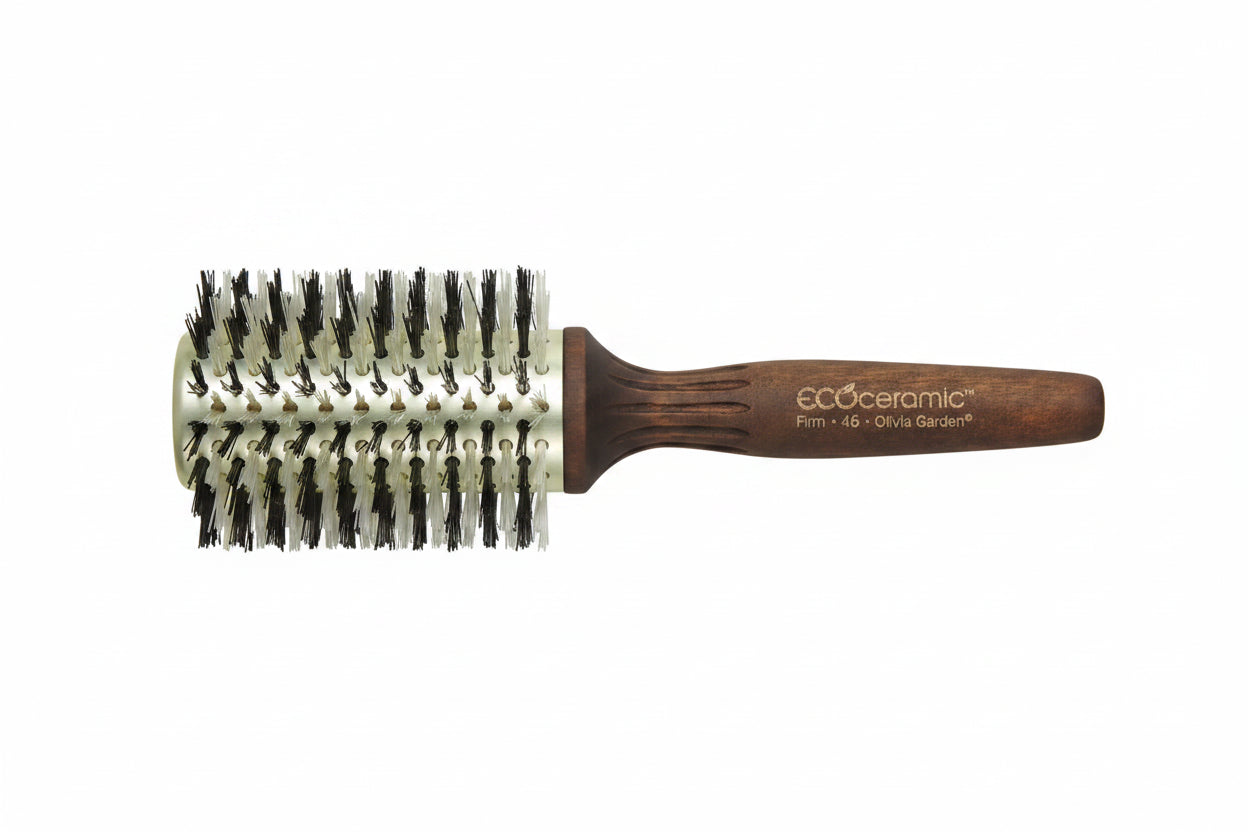 Cepillo térmico redondo gigante Olivia Garden EcoCeramic EC-46F de 3 pulgadas con cerdas firmes para cabello extra largo y denso.