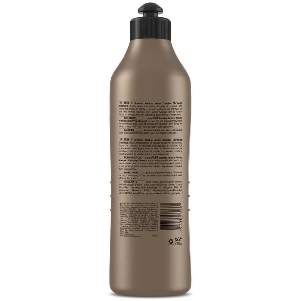 Salon In Braziliss Keratin Clarifying Shampoo 1000ml Recamier Professional Panamá