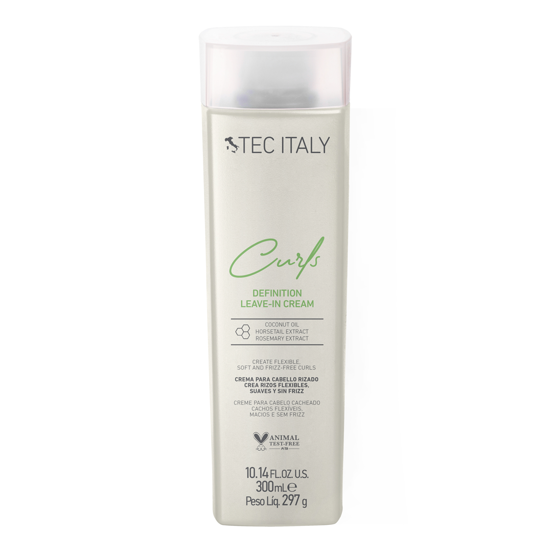 Crema de definición para rizos Tec Italy Riccioli Leave-In Cream de 300ml para control de frizz en Majo Belleza Panamá.