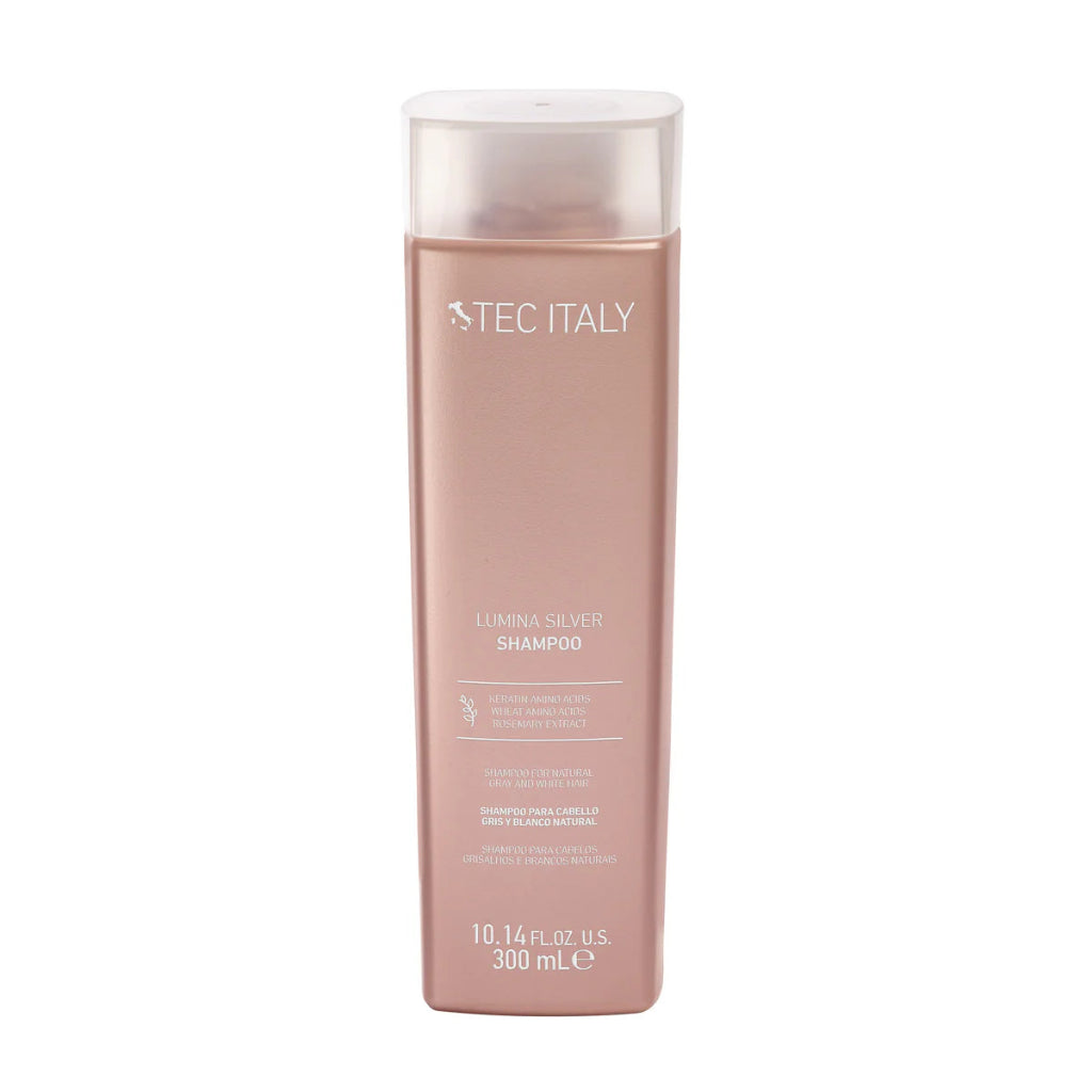 Shampoo matizante violeta Tec Italy Lumina Silver de 300ml en Majo Belleza Panamá.