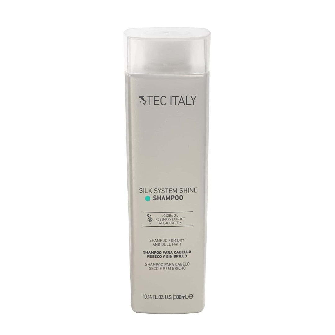 Shampoo de brillo con proteínas de seda Tec Italy Silk System Shine de 300ml en Majo Belleza Panamá.