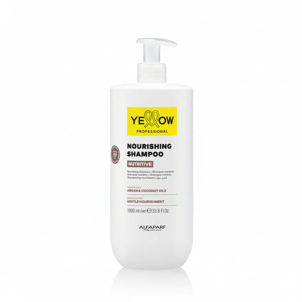 Shampoo nutritivo Yellow Professional Nutritive con Aceite de Argán y Coco en presentaciones  1000ml para cabello seco en Panamá