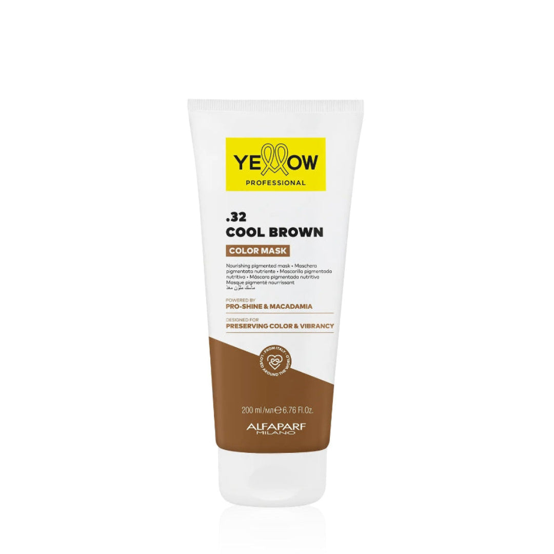 Yellow Professional Color Care Refresh Mask .32 Cool Brown de 200ml para mantenimiento de color marrón frío en Majo Belleza Panamá.