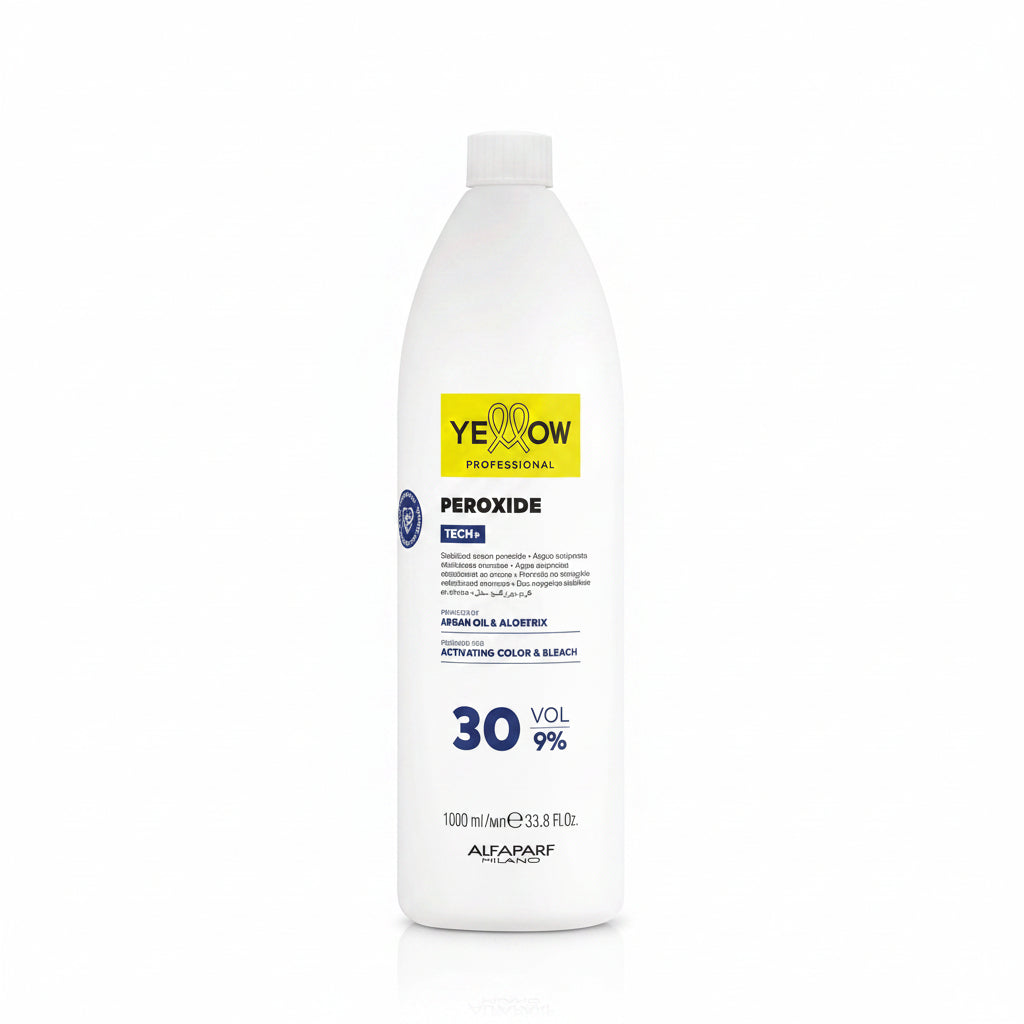 Envase oficial de Yellow Professional Color Peroxide 30 Vol 9%  1000ml en Majo Belleza Panamá.