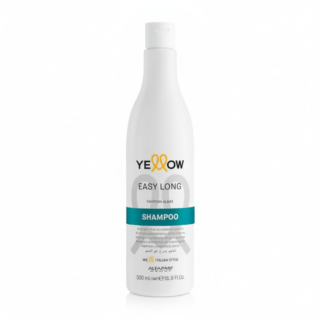 Champú acelerador del crecimiento Yellow Professional Easy Long de 500ml enriquecido con Algas de Tahití para un cabello más largo y fuerte.