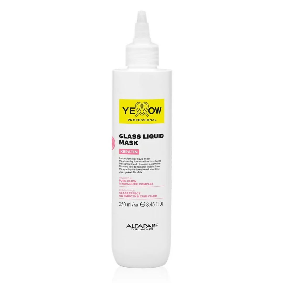 Yellow Professional Glass Liquid Mask de 250ml para brillo extremo en Majo Belleza Panamá.