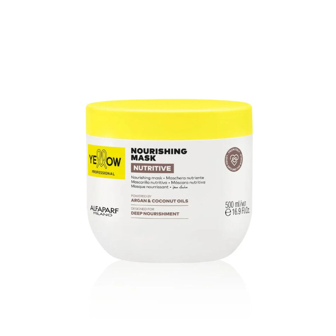 Mascarilla nutritiva profunda Yellow Professional Nourishing Mask Nutritive en presentaciones de 500ml para cabello seco en Panamá.
