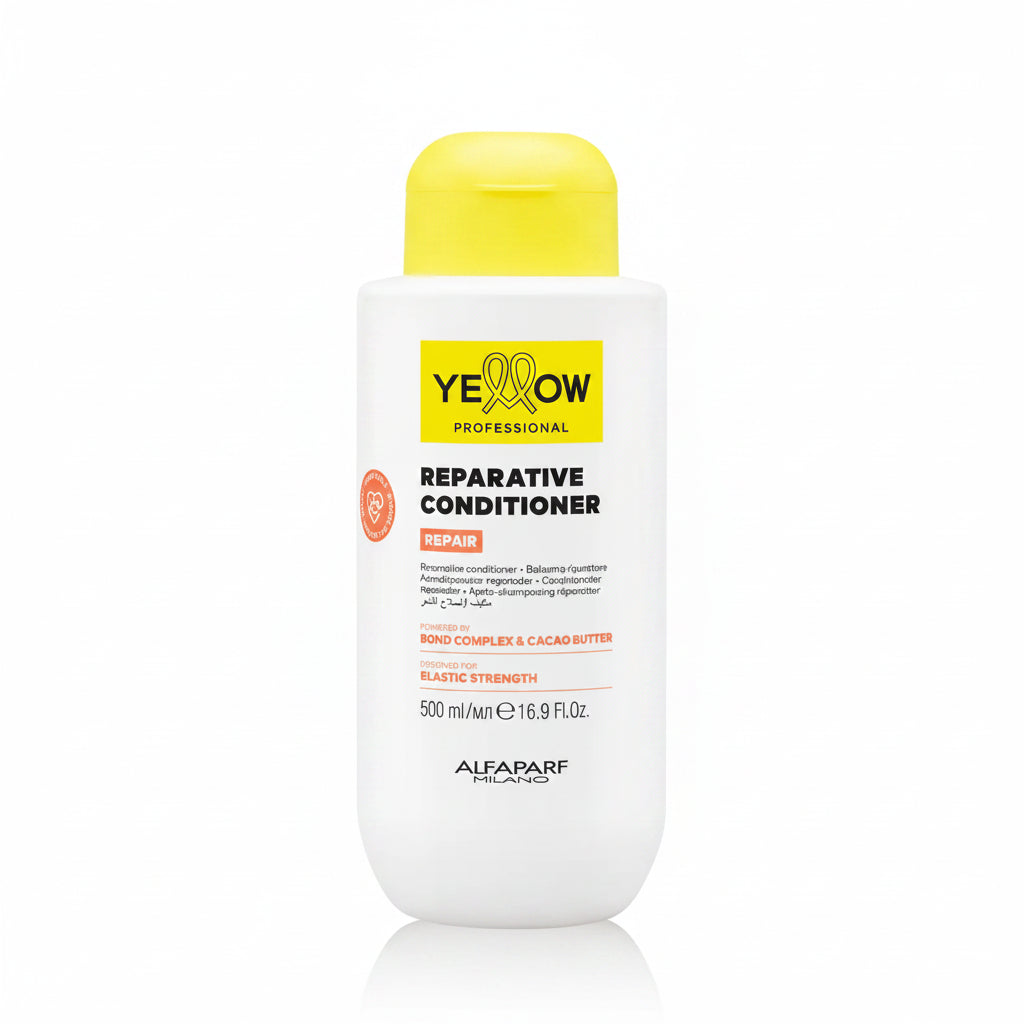 Acondicionador reparador Yellow Professional Reparative Conditioner en presentaciones de 500ml y 1000ml para cabello dañado en Panamá.