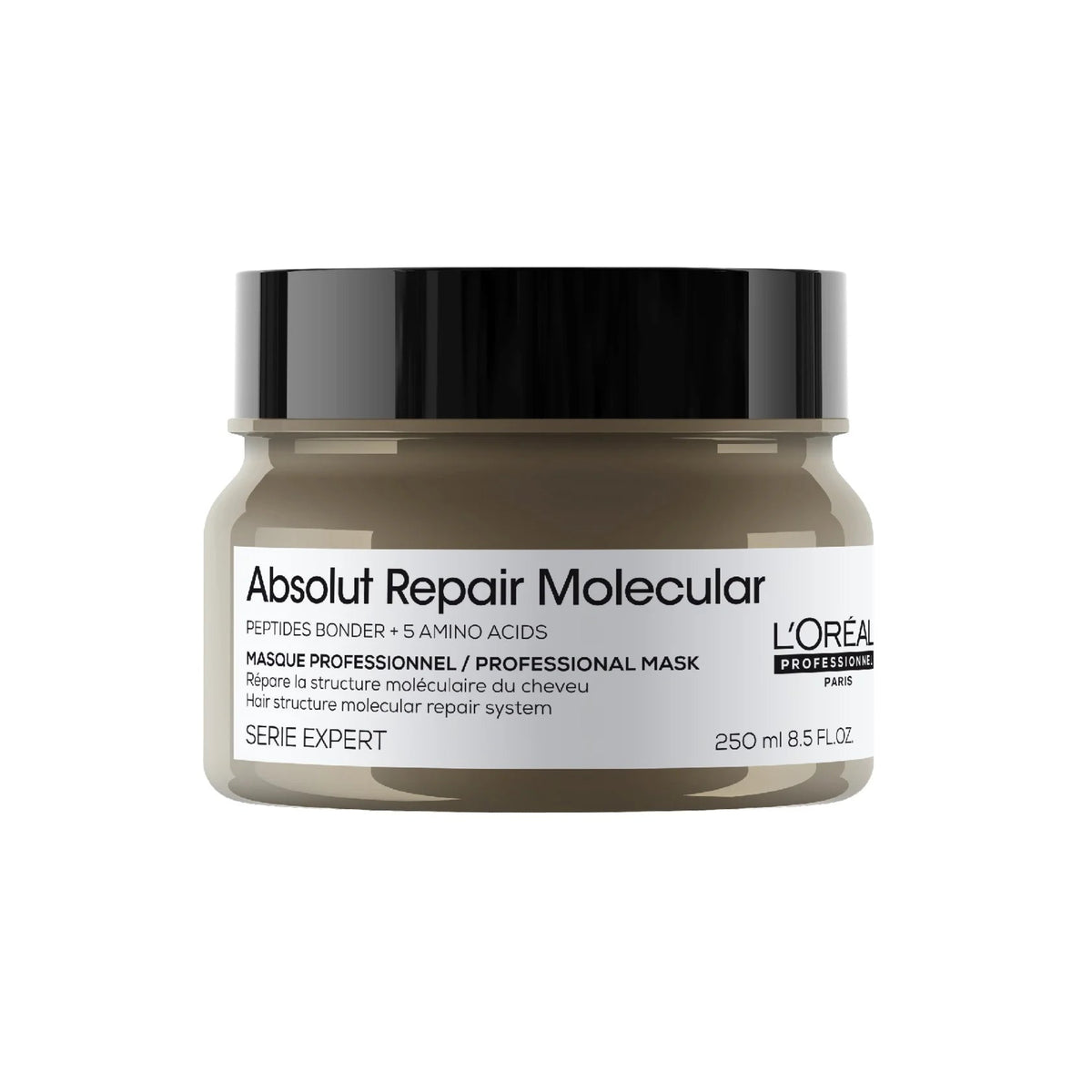 Loreal Professionnel Absolut Repair Molecular Mask 250ml, mascarilla y tratamiento capilar con Peptides Bonder y 5 Amino Acids, Majo Belleza Panama