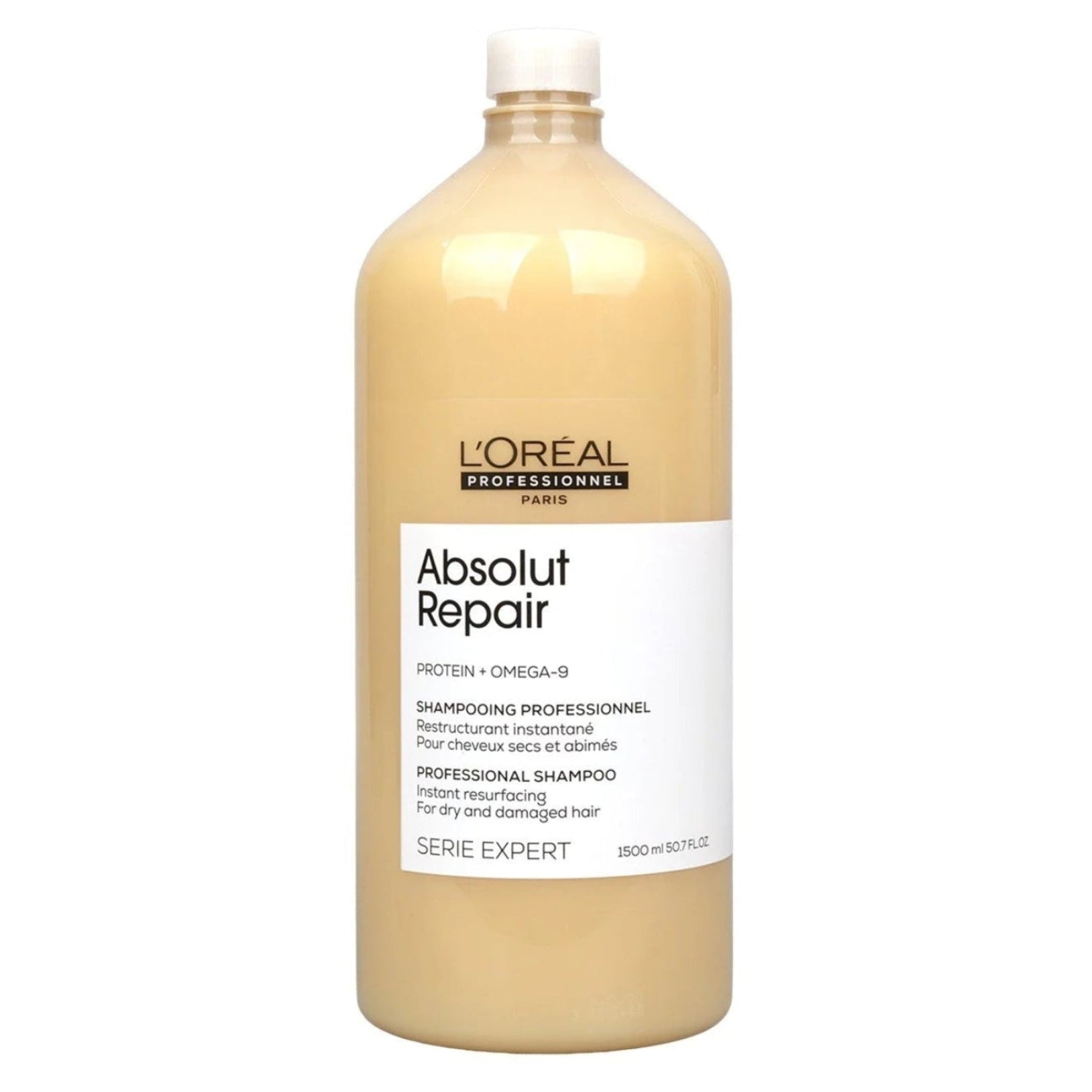 L'Oréal Professionnel Absolut Repair Quinoa Shampoo 1500ml — Champú reparador formato salón Protein + Gold Quinoa Serie Expert Majo Belleza Panamá