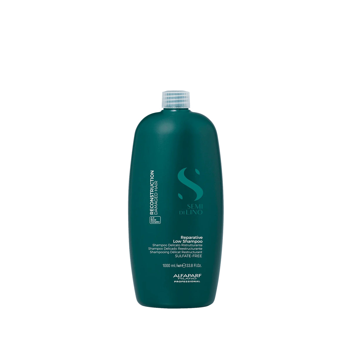  Alfaparf Semi di Lino Reconstruction Reparative Low Shampoo 1000ml, formato grande para limpiar suavemente y complementar la reconstrucción del cabello dañado.
