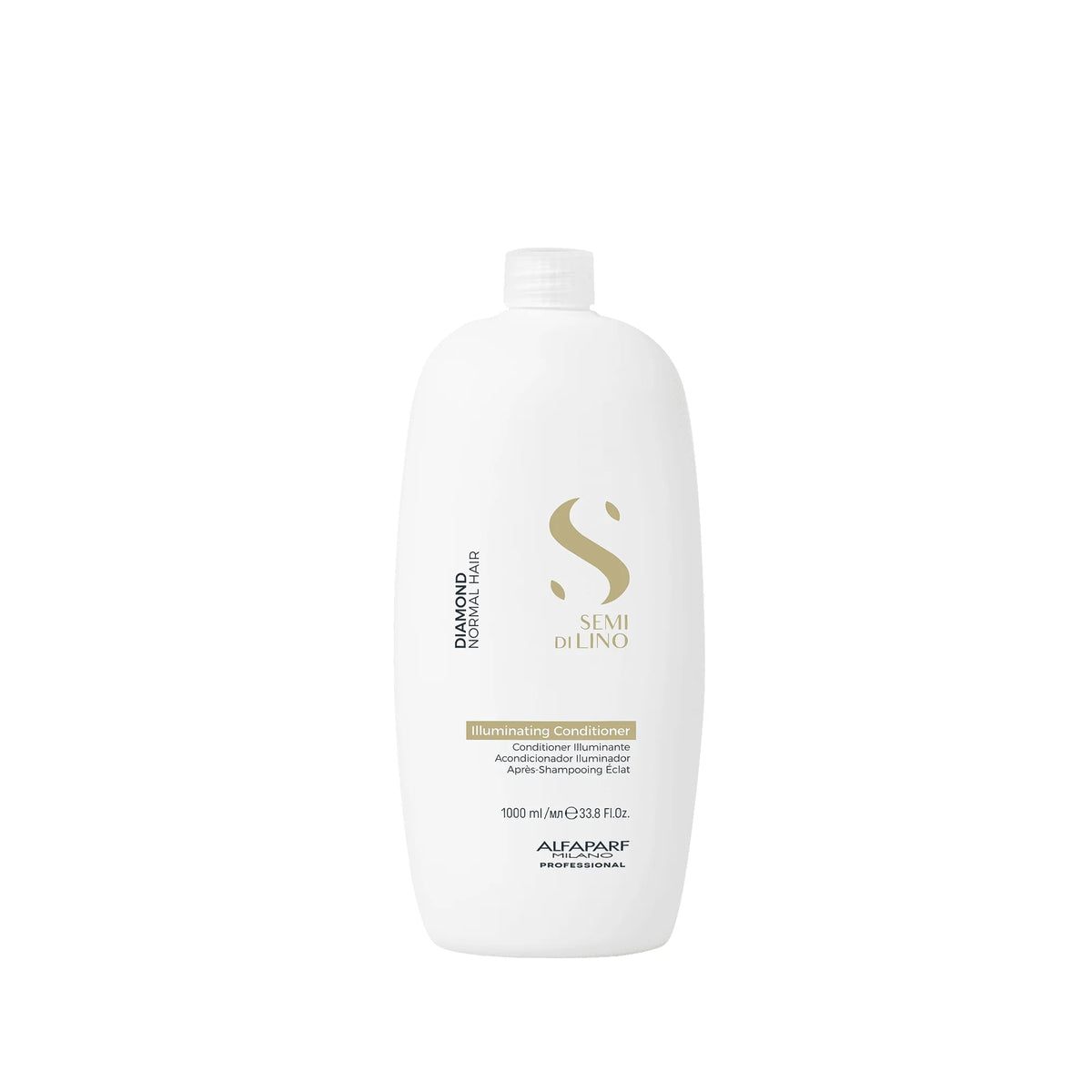  Alfaparf Semi di Lino Diamond Illuminating Conditioner 1000 ml, acondicionador iluminador que deja el cabello suave y ligero sin apelmazar.