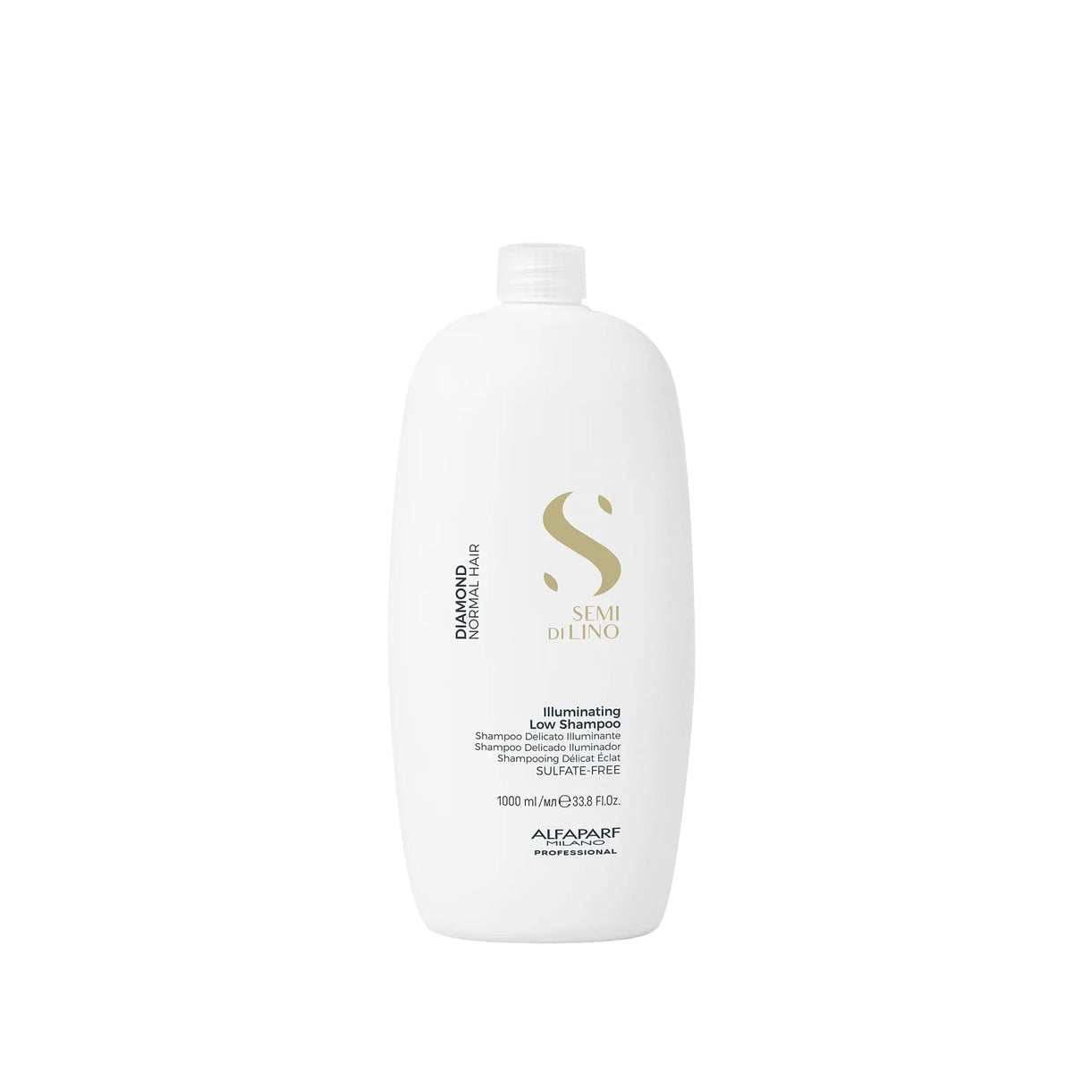 Alfaparf Semi di Lino Diamond Illuminating Low Shampoo 1000 ml, shampoo iluminador que deja el cabello suave y sedoso sin apelmazar.
