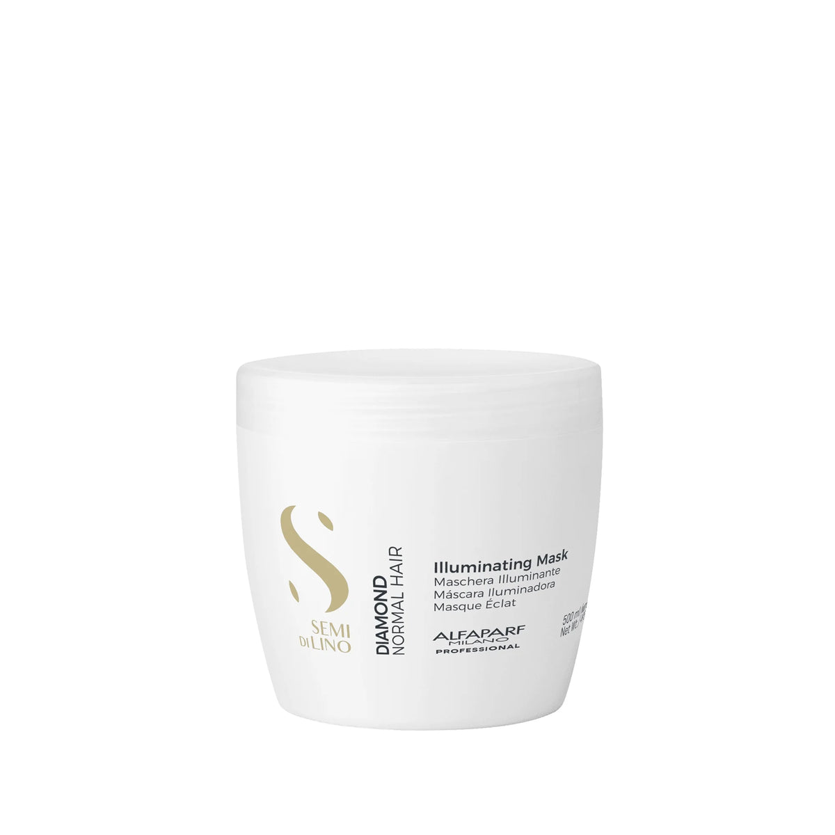 Alfaparf Semi di Lino Diamond Illuminating Mask 500 ml, mascarilla acondicionadora intensiva para un cabello suave y sedoso.