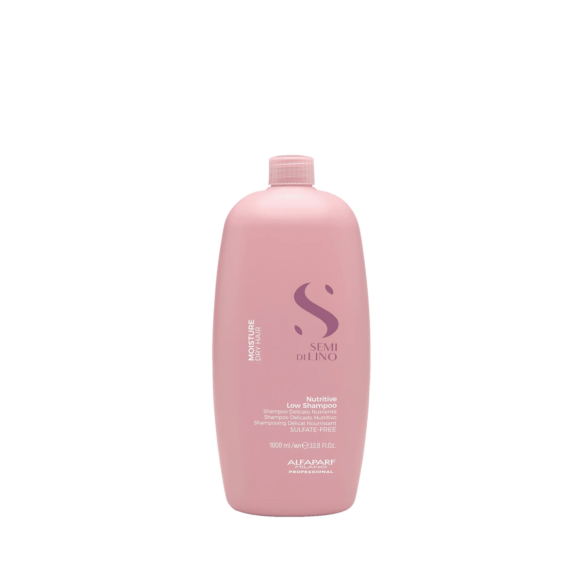 Alfaparf Semi di Lino Moisture Nutritive Low Shampoo 1000 ml. Limpieza suave y nutrición para dejar el cabello seco sedoso y manejable.