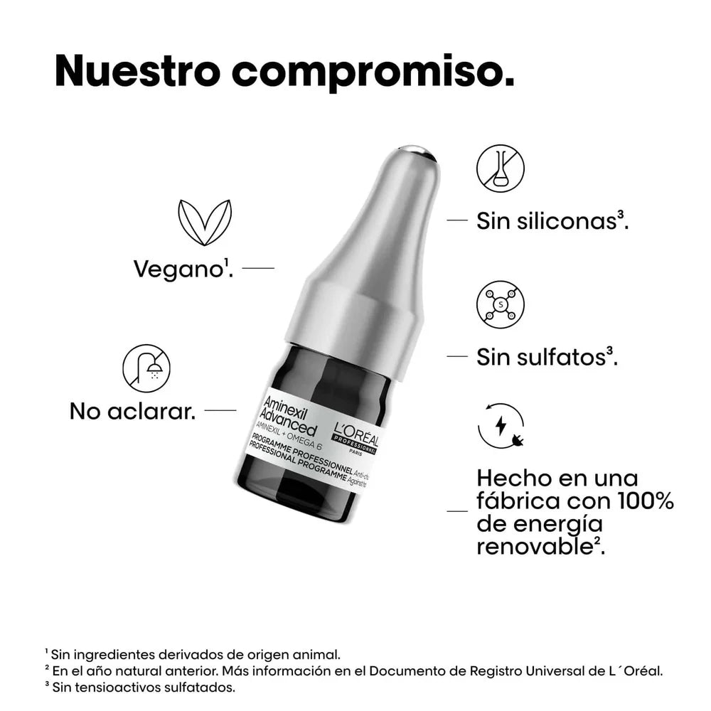 Aminexil Advanced Loreal Professionnel vegano sin siliconas sin sulfatos energia renovable — Serie Expert anticaida Panama