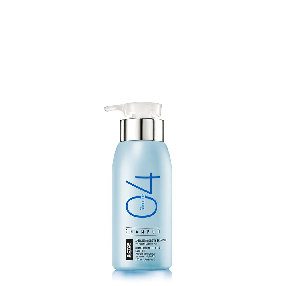 Biotop 04 Shedding Shampoo 250 ml - Limpieza del cabello y cuero cabelludo para una rutina de cuidado del cabello con tendencia a la caída Majo Belleza Panamá.