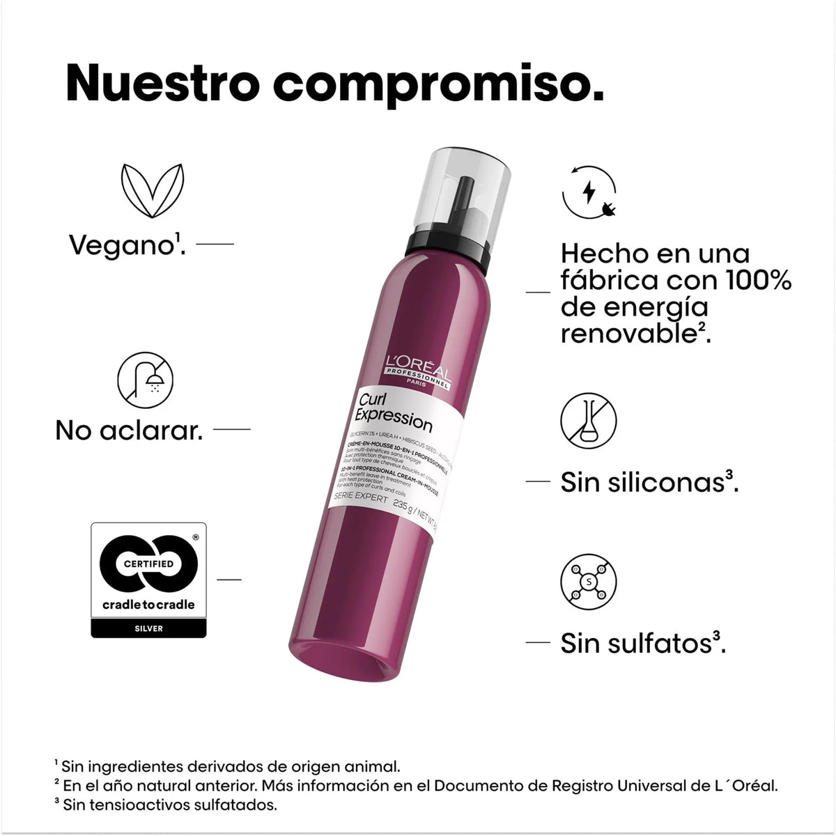 Curl Expression Cream-in-Mousse: formula vegana, sin siliconas ni tensioactivos sulfatados; tratamiento sin enjuague