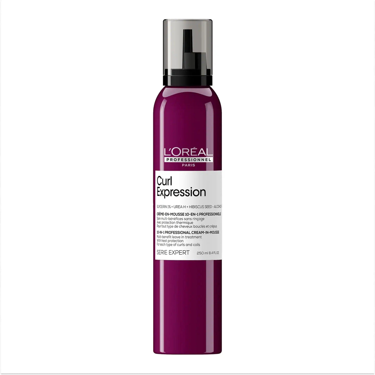 Loreal Professionnel Curl Expression 10-in-1 Cream-in-Mousse, envase frontal para definir rizos y ondas