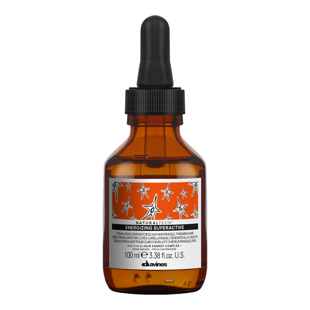 Botella de Davines Naturaltech Energizing Superactive, sérum intensivo anticaída para el crecimiento del cabello, 100ml, Tonico de la fanja negra Davines
