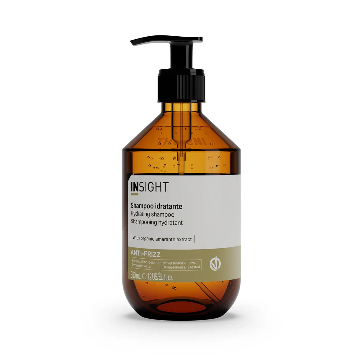 Shampoo hidratante Insight antifrizz 350 ml con amaranto orgánico, que limpia, aporta suavidad y ayuda a controlar el encrespamiento Majo Belleza Panamá.
