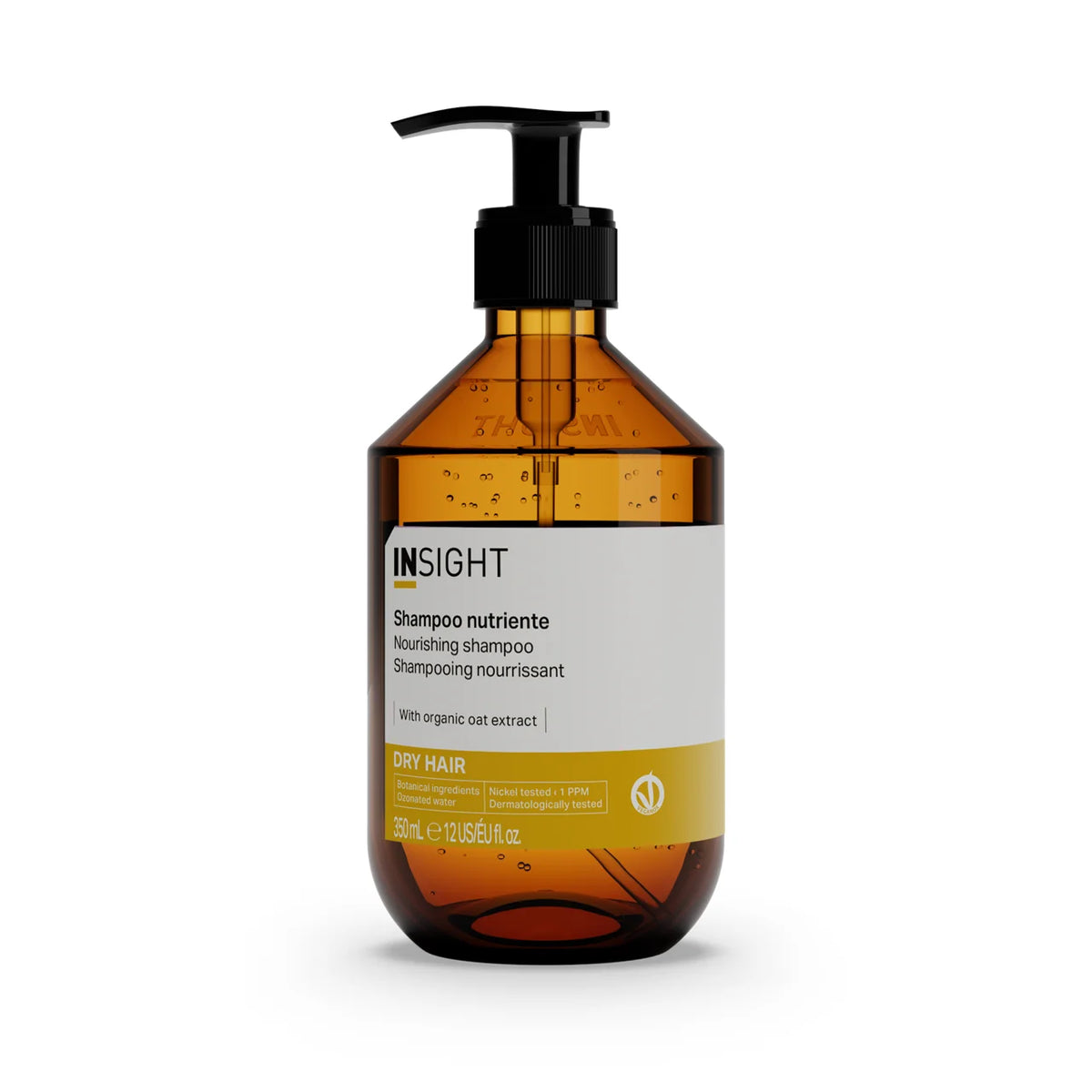  Shampoo nutritivo Insight para cabello seco 350 ml con extracto de avena orgánica, que limpia y ayuda a mantener la suavidad y el brillo Majo Belleza Panamá.