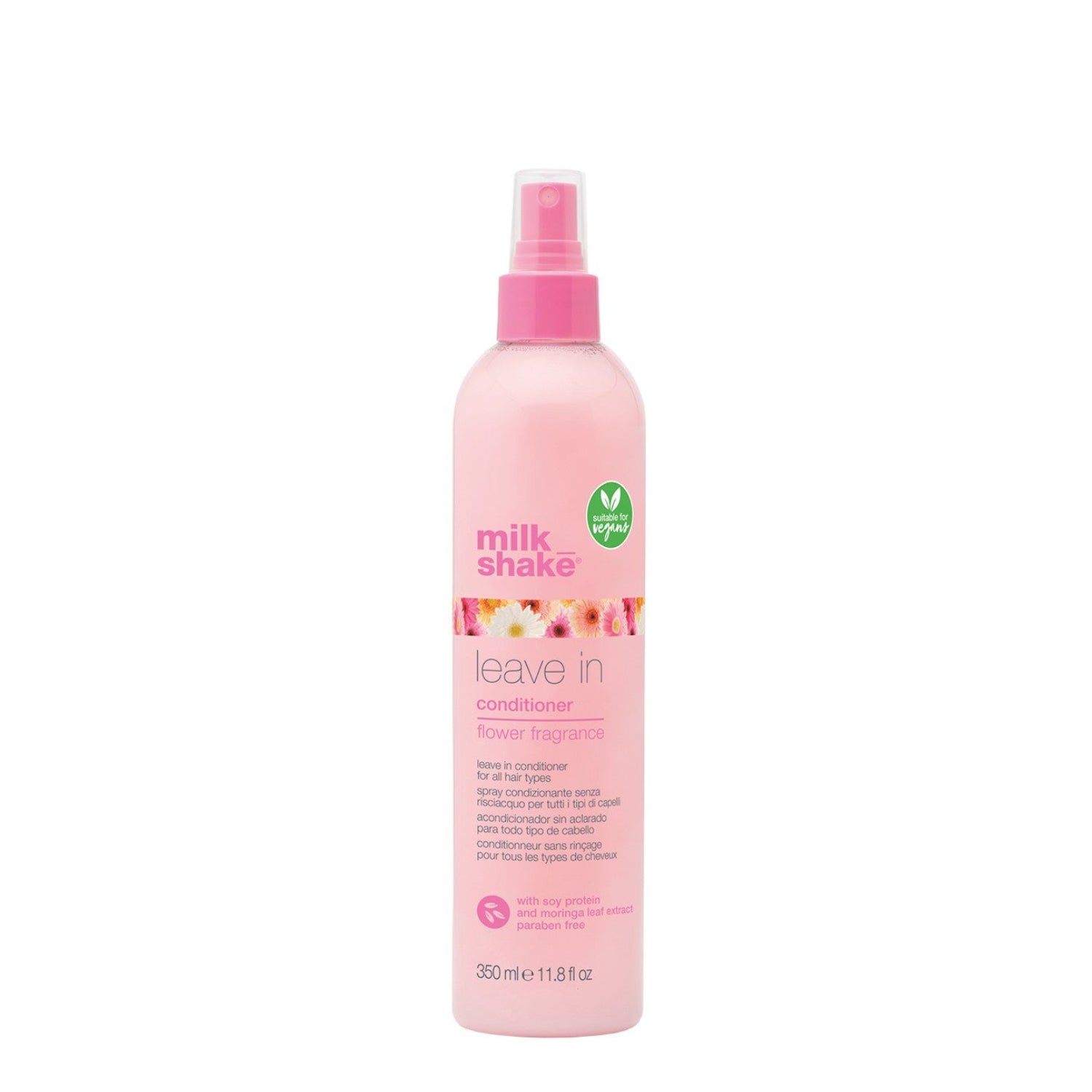 Milk Shake Leave In Conditioner Flower Fragrance 350ml — Acondicionador sin enjuague proteina de soya moringa vegano todo tipo cabello Majo Belleza Panama