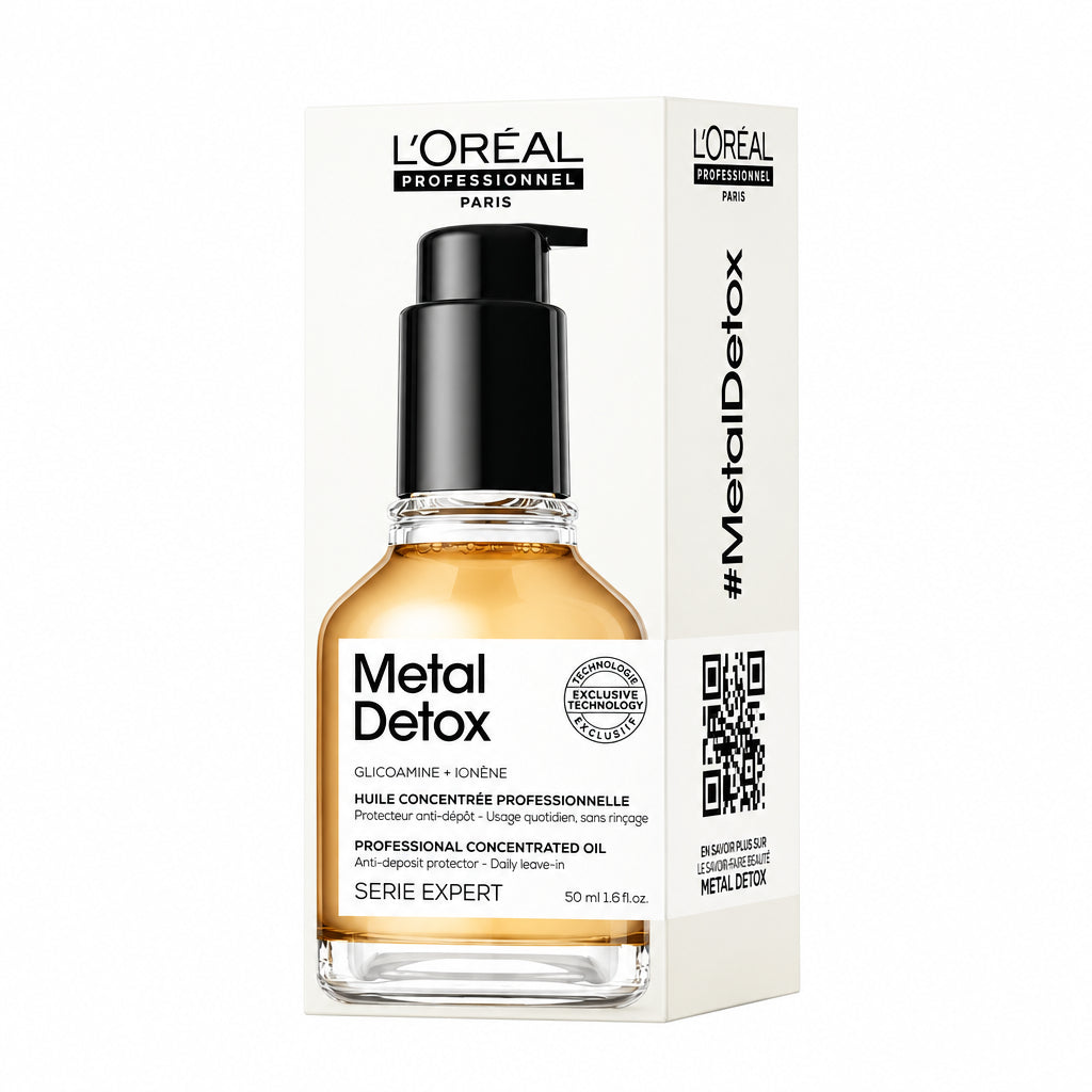 Aceite capilar Loreal Metal Detox 50ml, tratamiento concentrado sin enjuague para uso diario que ayuda a proteger el cabello