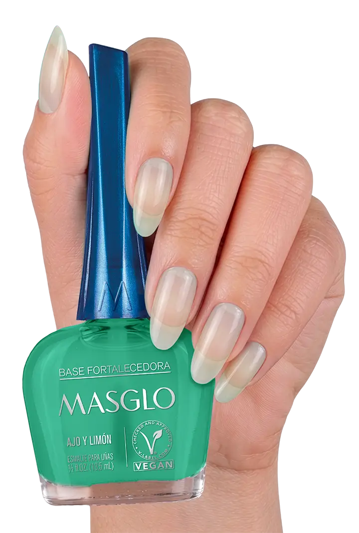 Masglo Base Fortalecedora Ajo y Limon 13.5 ml — Base fortalecedora vegana para unas y manicure Panama Majo Belleza