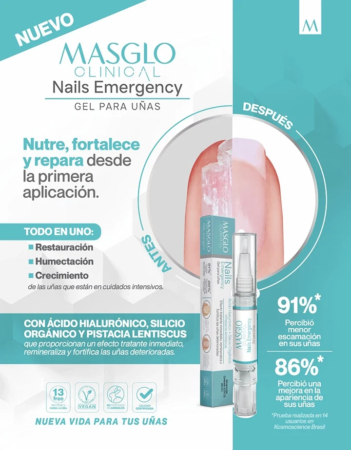 Masglo Clinical Nails Emergency Gel con acido hialuronico para cuidado de unas Majo Belleza Panama