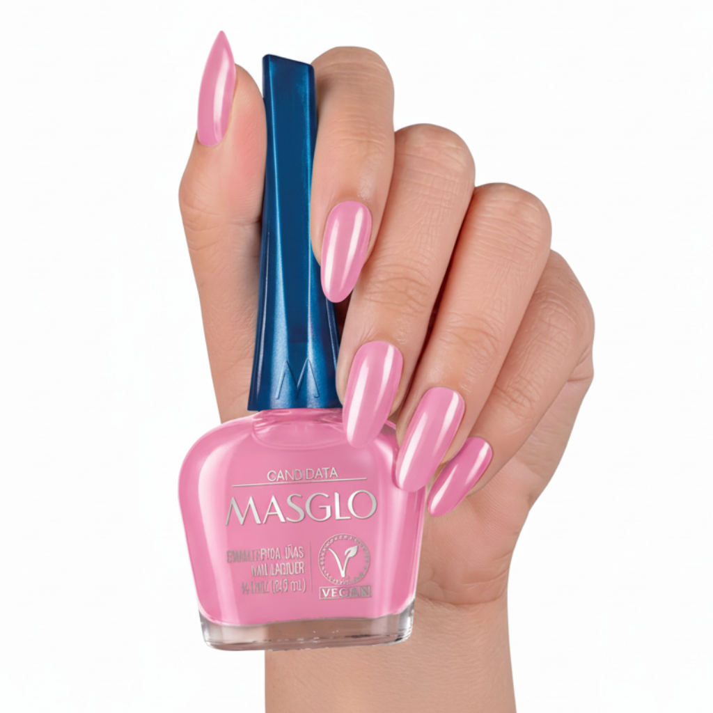 Masglo Vegan Candidata 13.5 ml — Esmalte de unas vegano tono Candidata con fondo blanco Majo Belleza Panama