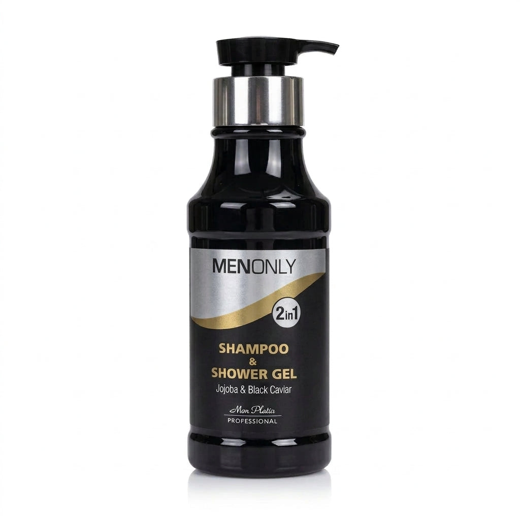 Mon Platin Men Only Shampoo & Shower Gel 400ml, shampoo y gel de ducha 2 en 1 que limpia el cabello y el cuerpo y simplifica la rutina de higiene masculina.