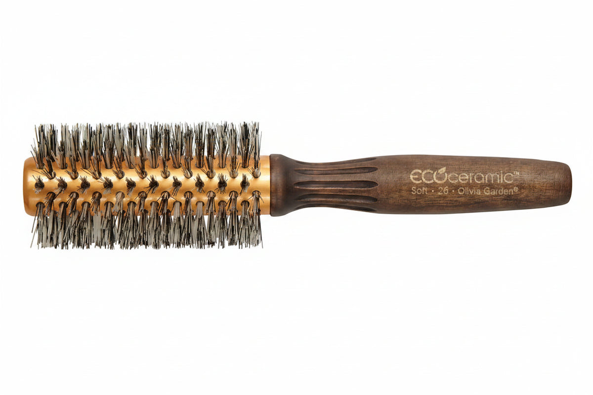 Cepillo redondo Olivia Garden EcoCeramic Soft EC-26S para aportar volumen y un acabado suave al cabello fino Majo Belleza Panamá.