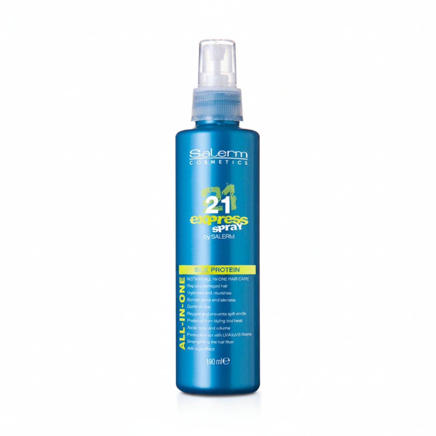 Salerm 21 Express Spray Silk Protein 190ml tratamiento sin enjuague brillo proteínas de seda Panamá