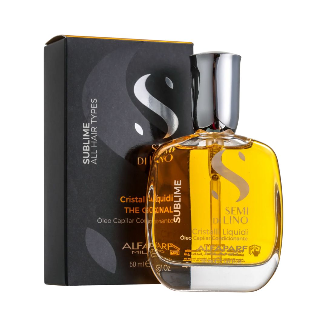 Alfaparf Semi di Lino Cristalli Liquidi suero iluminador y protector en variantes de 50ml Majo Belleza Panama.