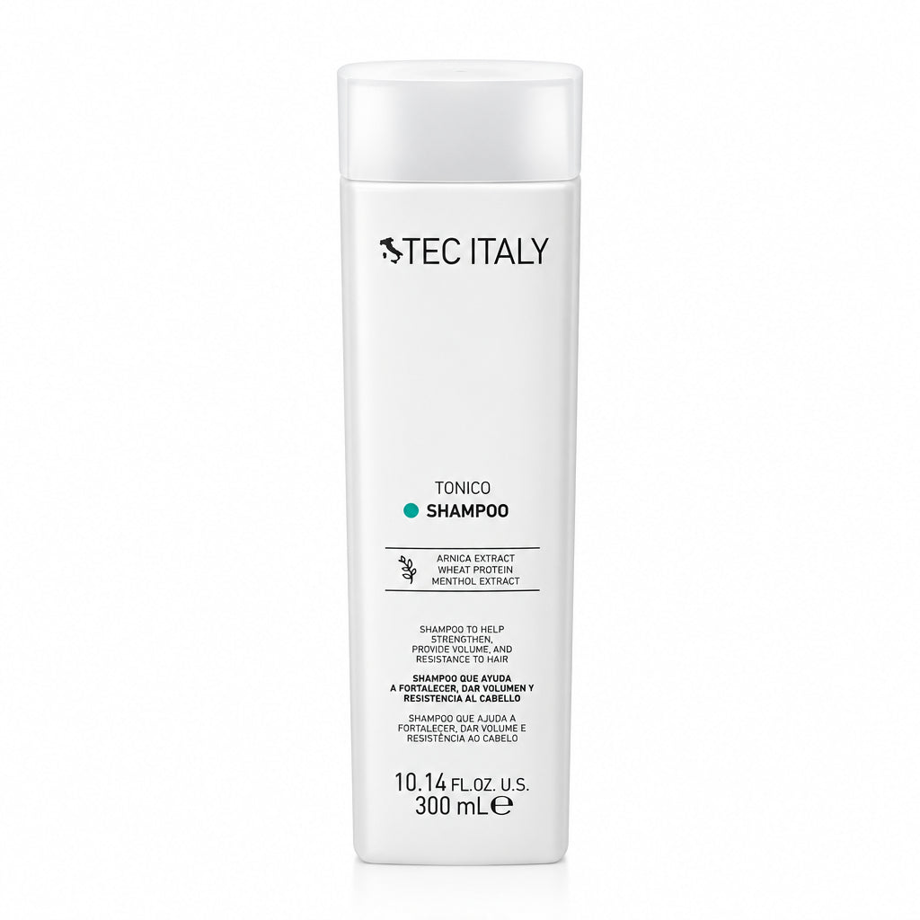 Tec Italy Tonico Shampoo 300ml con arnica, proteina de trigo y mentol, ayuda a fortalecer, dar volumen y resistencia al cabello Majo Belleza Panama